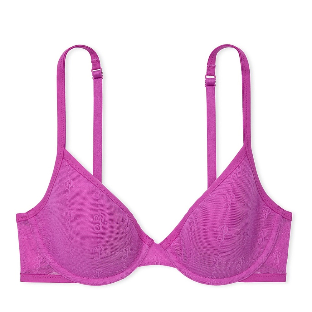PINK Victoria’s Secret Logo Mesh Lightly Lines T-Shirt Bra